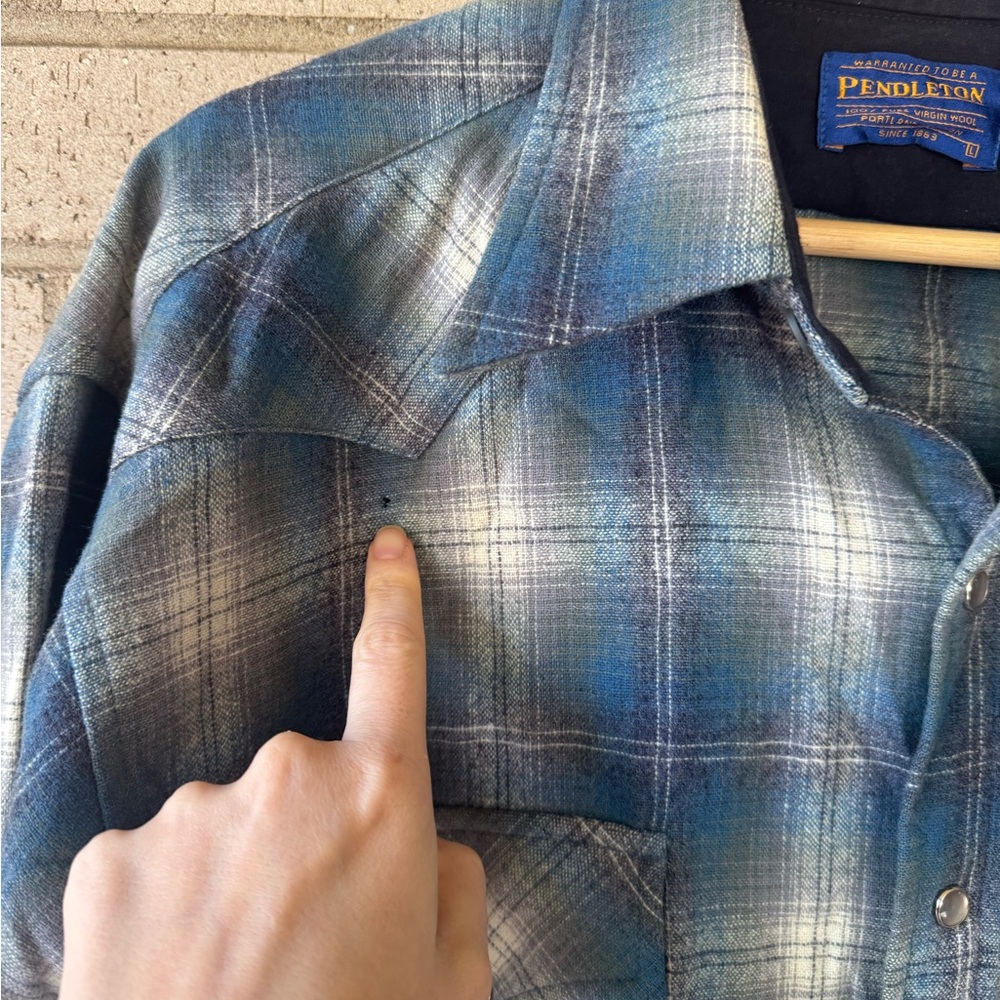 Pendleton Navy Blue Plaid Button Down, Western St… - image 4